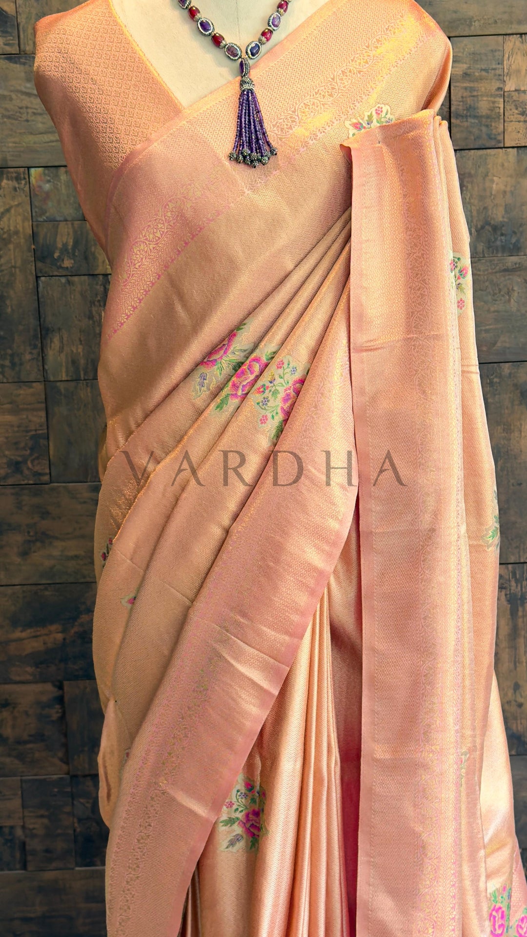 Cream Kalamkari Art Silk Saree with Woven Zari Work