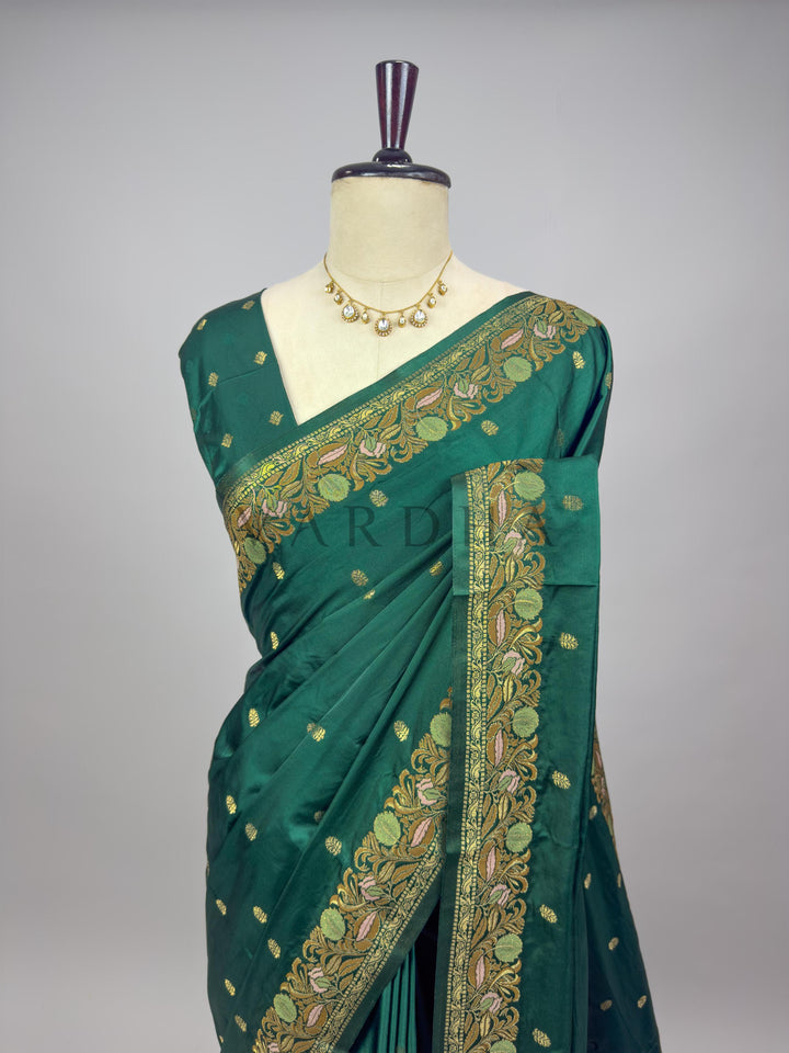 Castleton Green Traditional Jamawar Satin Saree for Weddings &amp; Celebrations