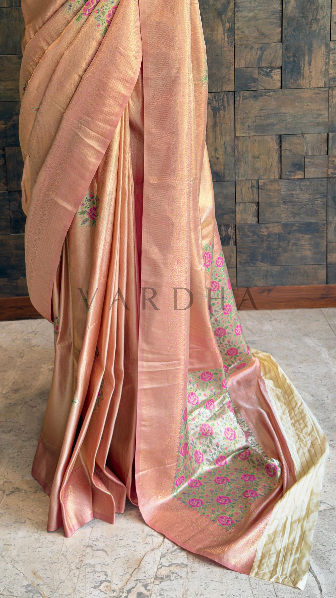 Cream Kalamkari Art Silk Saree with Woven Zari Work