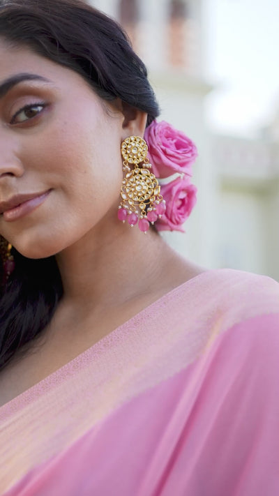 Fusion Pink Feather Soft Saree