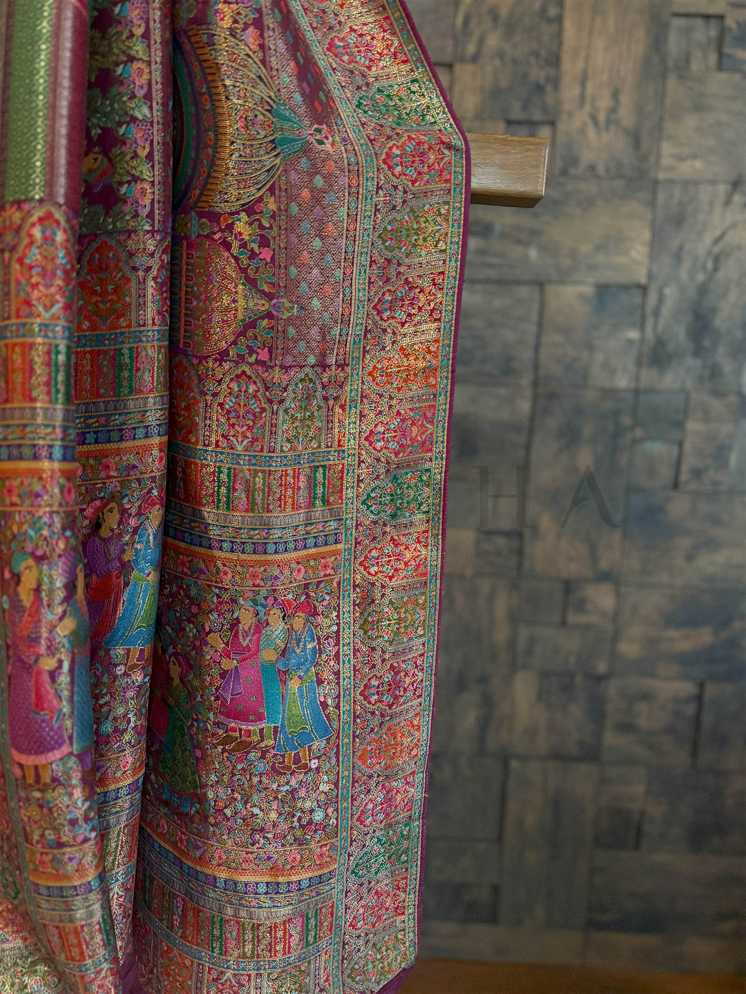 Wine Banarasi Katan Silk Saree | Darbari Style with Traditional Kalamkari Zari Work
