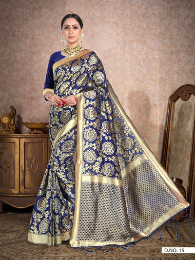 Space Blue Woven Banarasi Saree