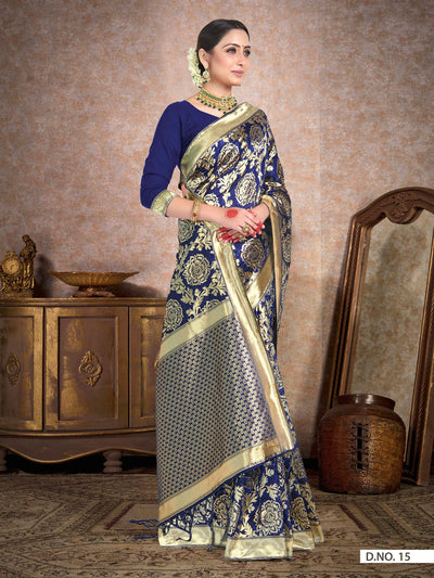 Space Blue Woven Banarasi Saree
