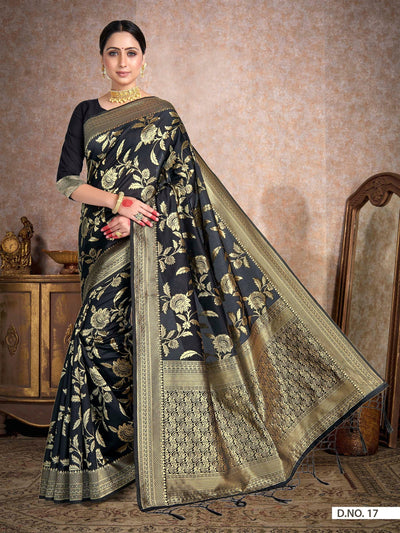Black Woven Banarasi Saree - House of Vardha