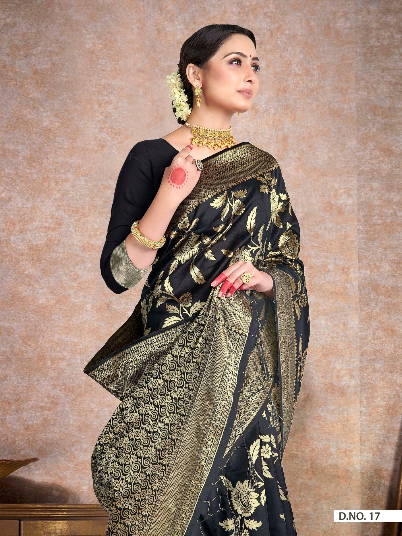 Black Woven Banarasi Saree - House of Vardha