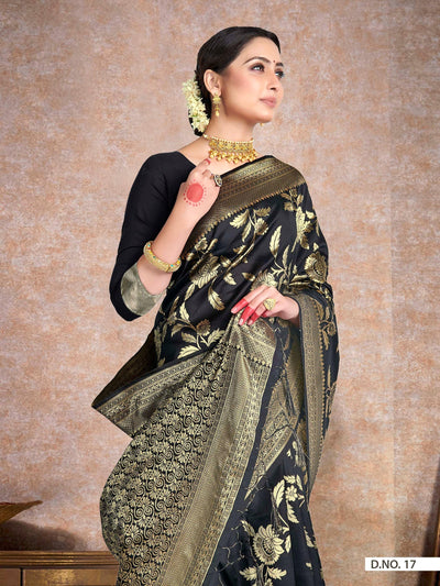 Black Woven Banarasi Saree - House of Vardha