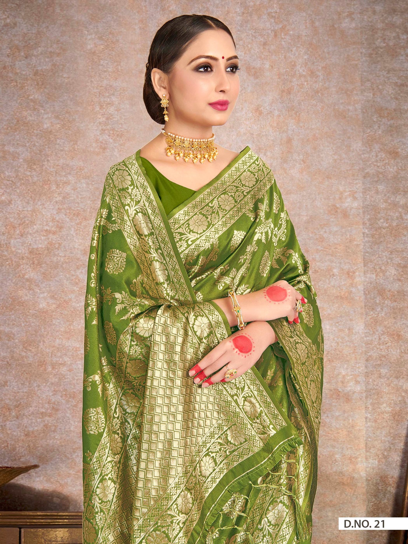 Pear Green Woven Banarasi Saree