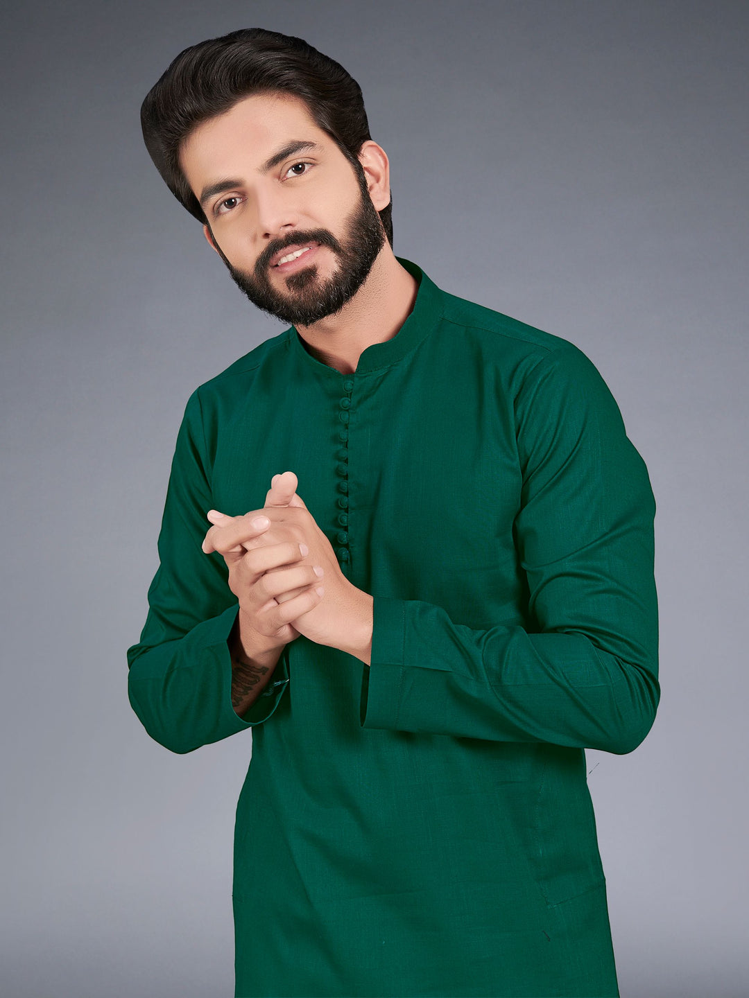 Bottle Green Straight Kurta Set
