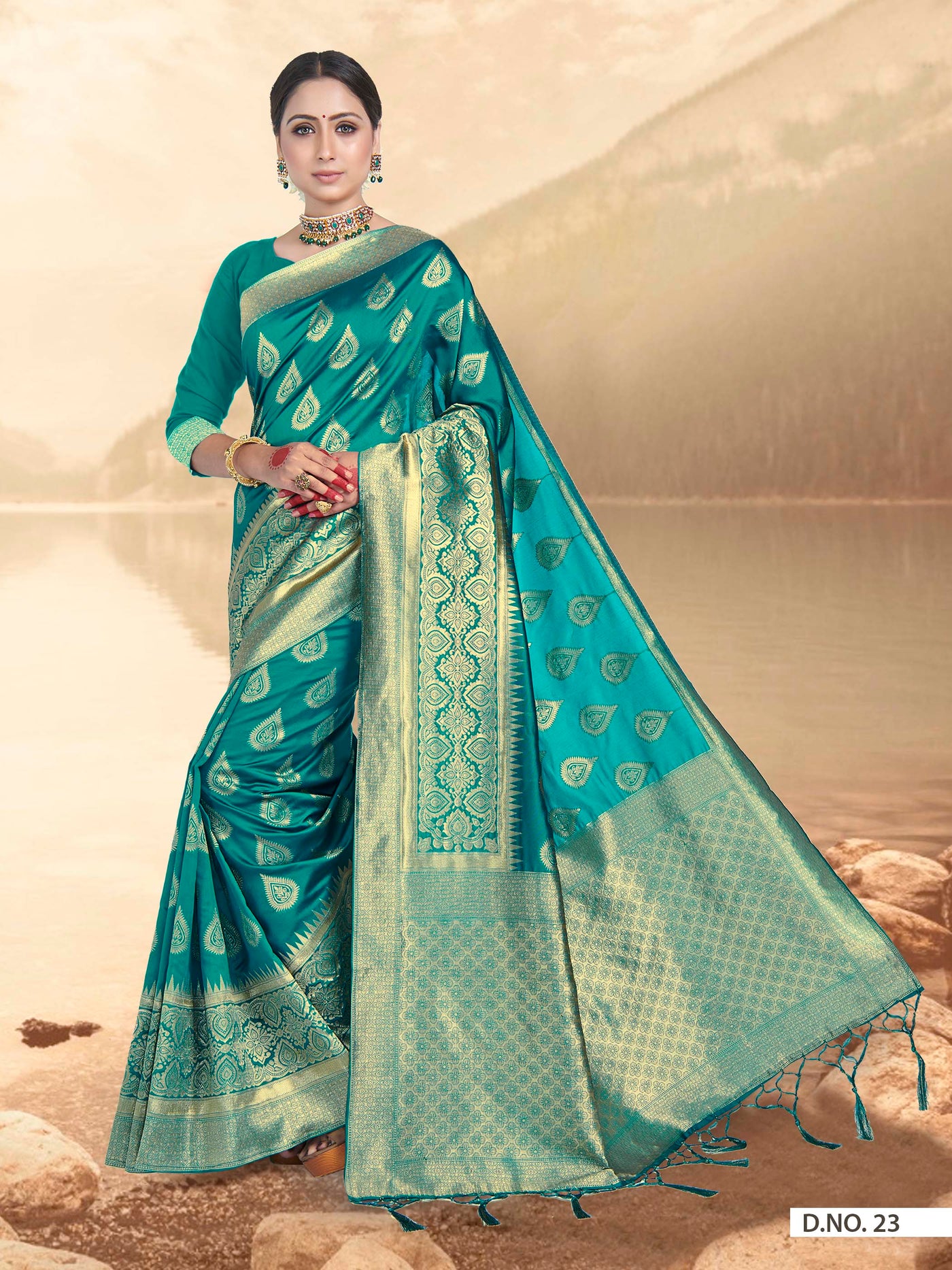 Turkish Blue Woven Banarasi Saree