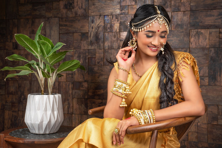 Tuscan Yellow Golden Zari Kanjeevaram Silk Saree