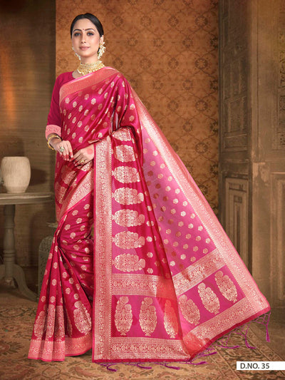 Ruby Red Woven Banarasi Saree