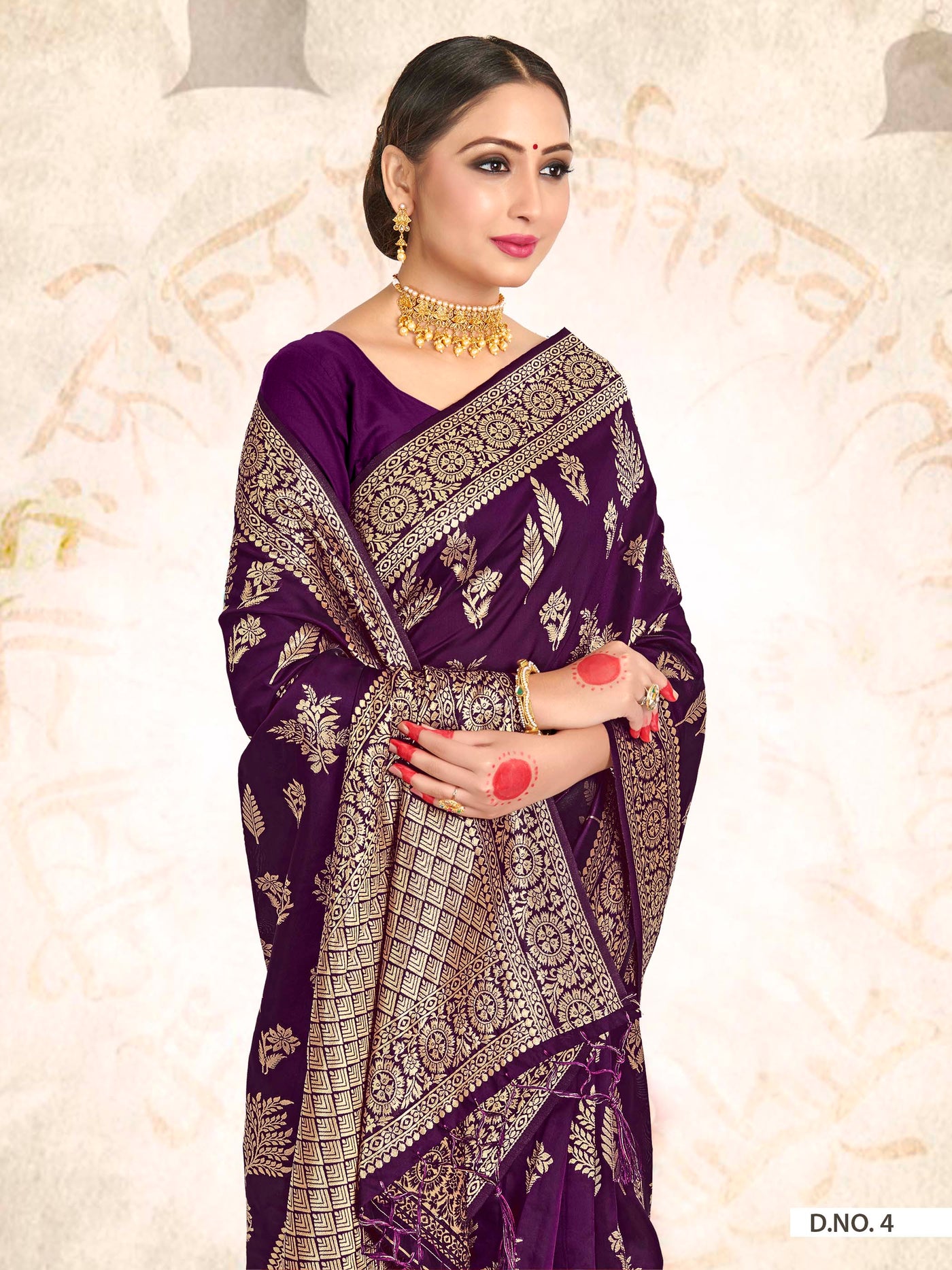 Wine Purple Woven Banarasi Saree
