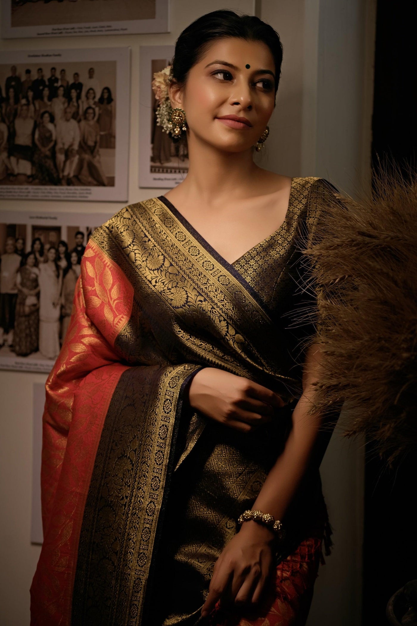 Carmine Red Golden Zari Kanjeevaram Silk Saree - House of Vardha