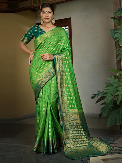 Emerald Green Banarasi Raw Silk Saree