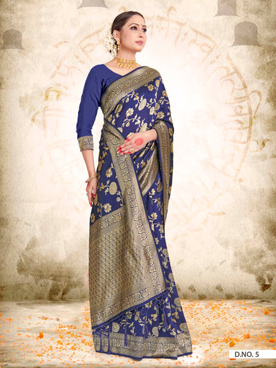 Space Blue Woven Banarasi Saree