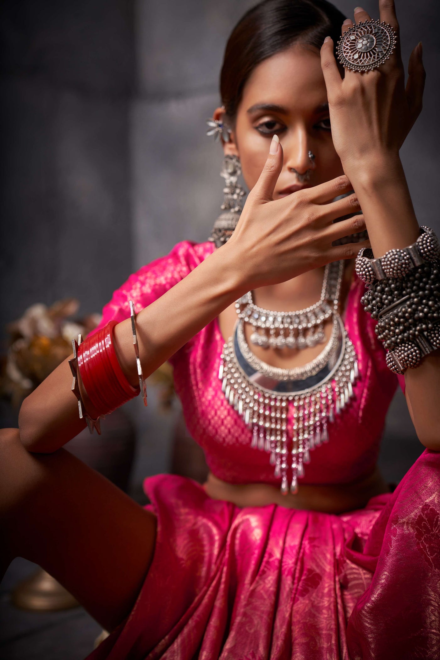 Barbie Pink Gold Zari Kanjeevaram Silk Saree