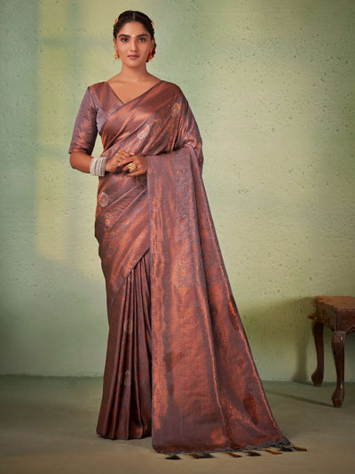 Slate Grey Copper Zari Kanjeevaram Silk Saree