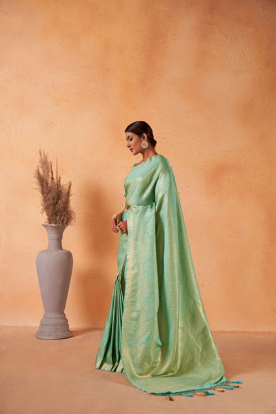 Mint Green Gold Zari Kanjeevaram Silk Saree