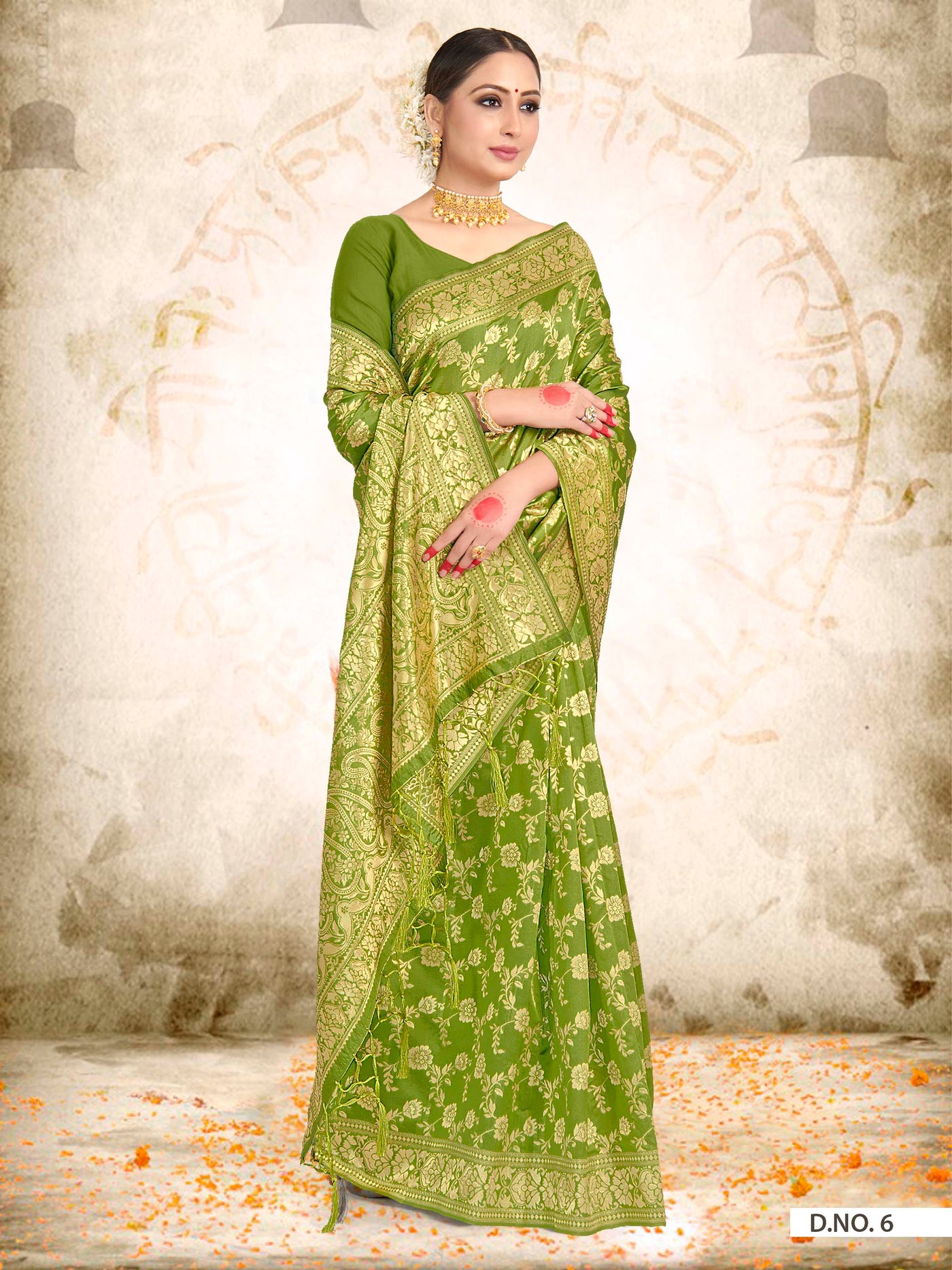 Kelly Green Woven Banarasi Saree