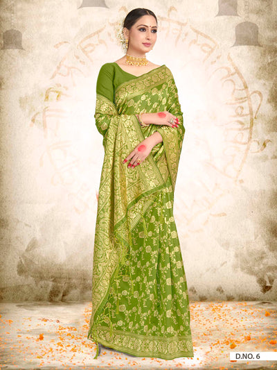 Kelly Green Woven Banarasi Saree