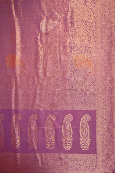 Lilac Gold Copper Silver Zari Kanjeevaram Saree