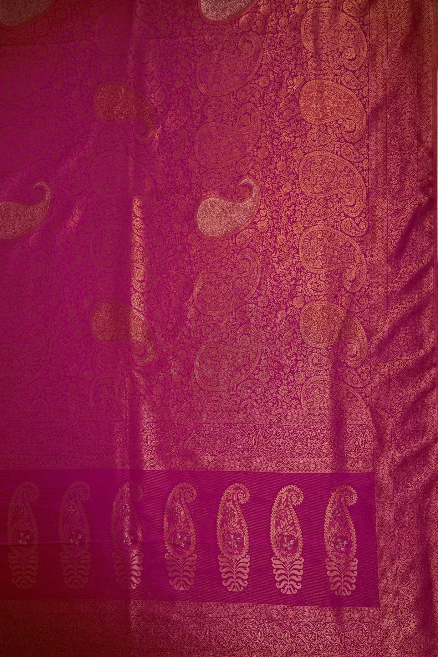 Pink Gold Copper Silver Zari Kanjeevaram Saree