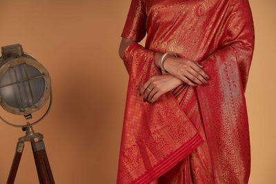 Red Gold Zari Kanjeevaram Saree