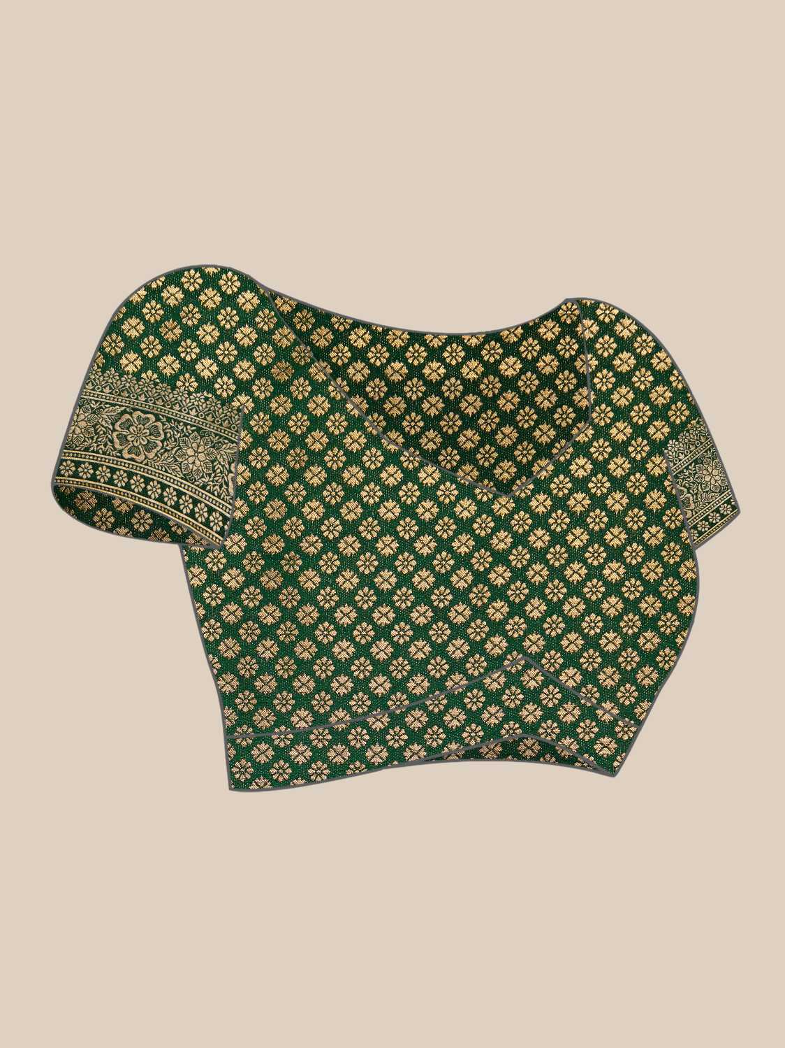 Bottle Green Gold Zari Kanjeevaram Saree