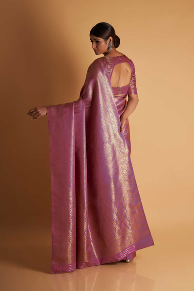 Lilac Gold Zari Kanjeevaram Saree