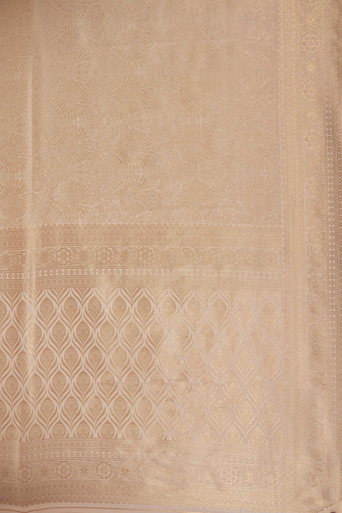 Off-White Gold Zari Kanjeevaram Saree