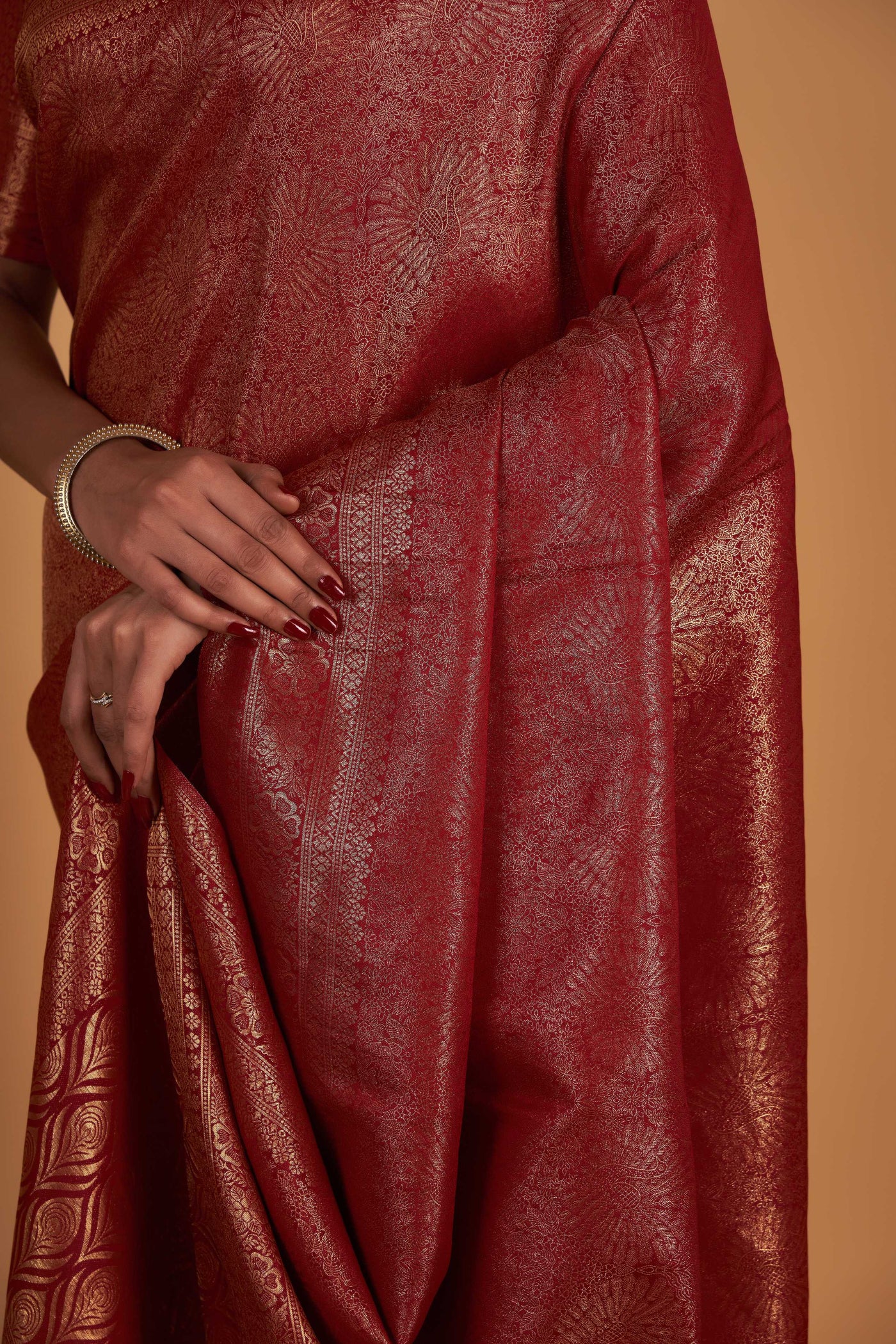 Maroon Gold Zari Kanjeevaram Saree