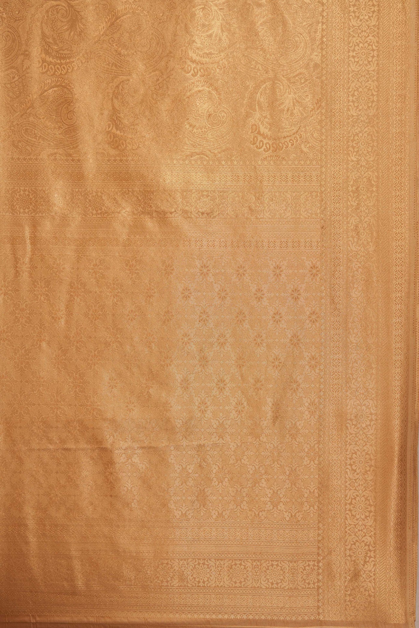 Beige Gold Zari Kanjeevaram Saree