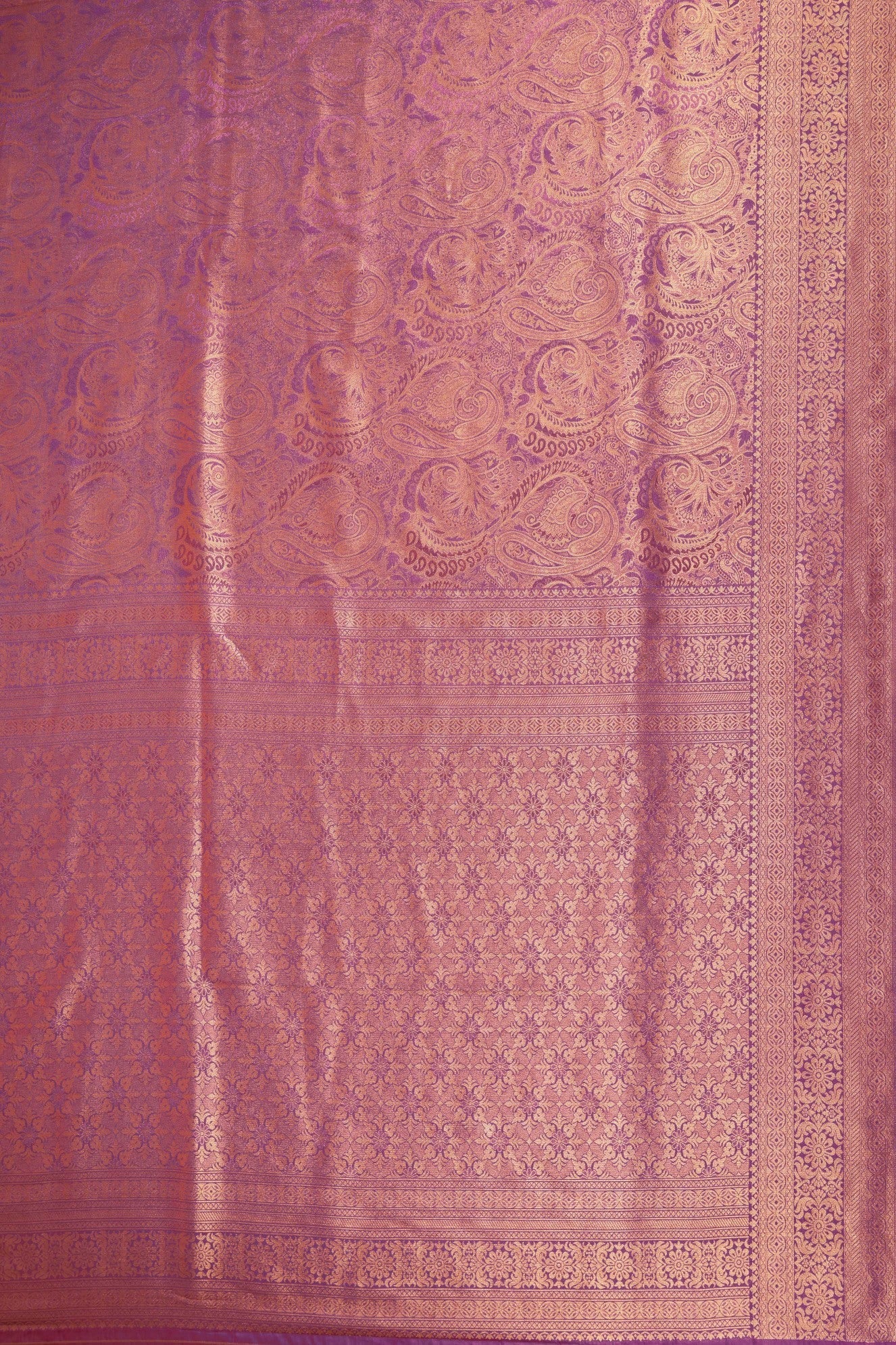 Lilac Gold Zari Kanjeevaram Saree