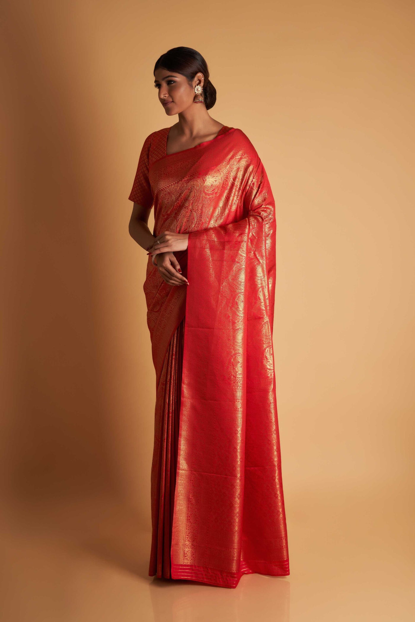 Red Gold Zari Kanjeevaram Saree