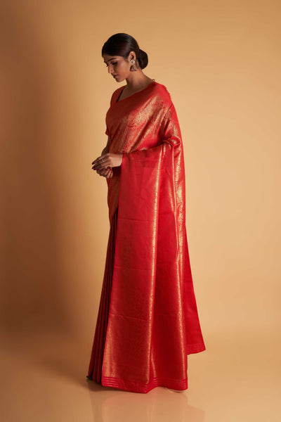 Red Gold Zari Kanjeevaram Saree