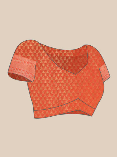 Orange Gold Zari Kanjeevaram Saree