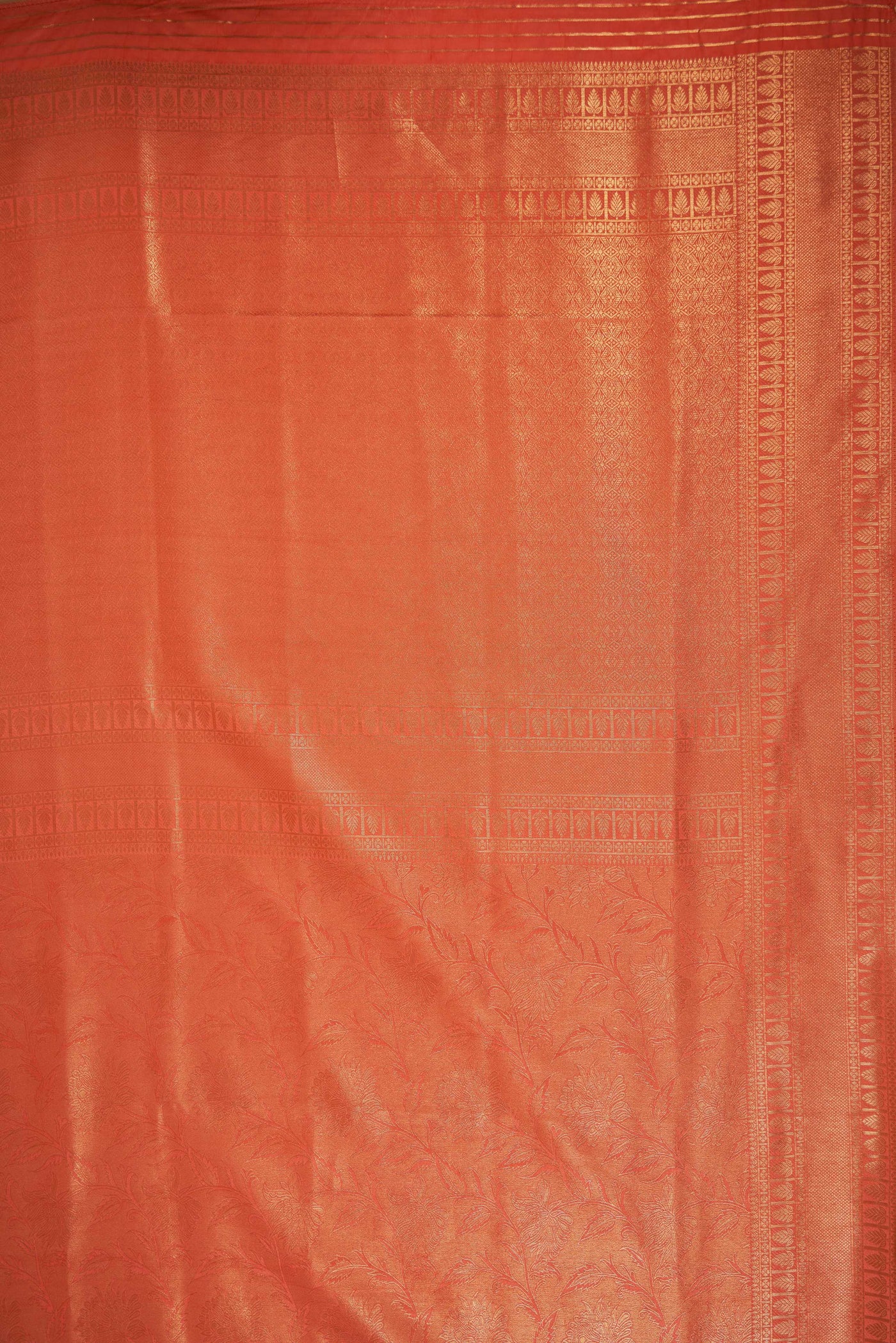 Orange Gold Zari Kanjeevaram Saree