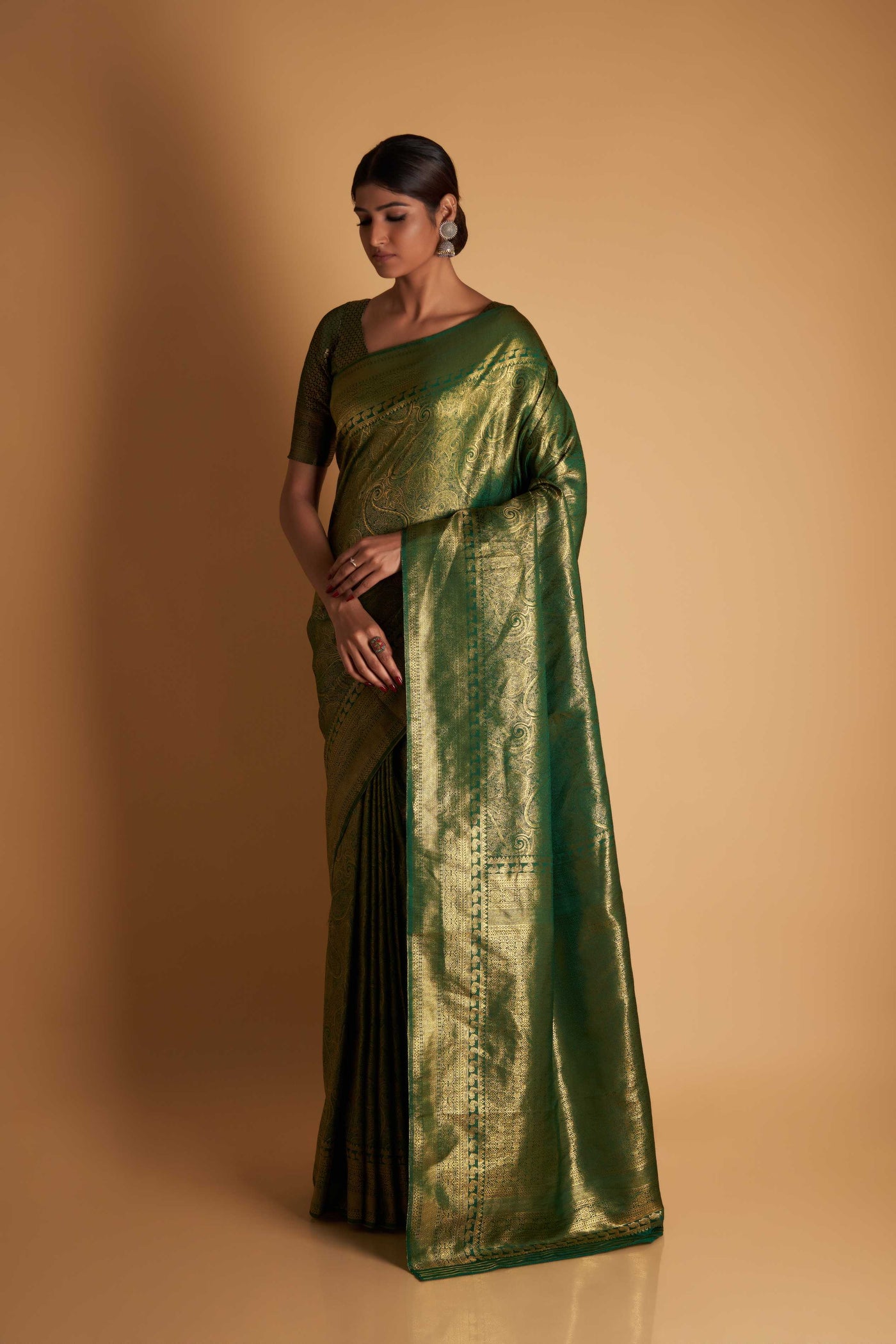 Green Gold Zari Kanjeevaram Saree