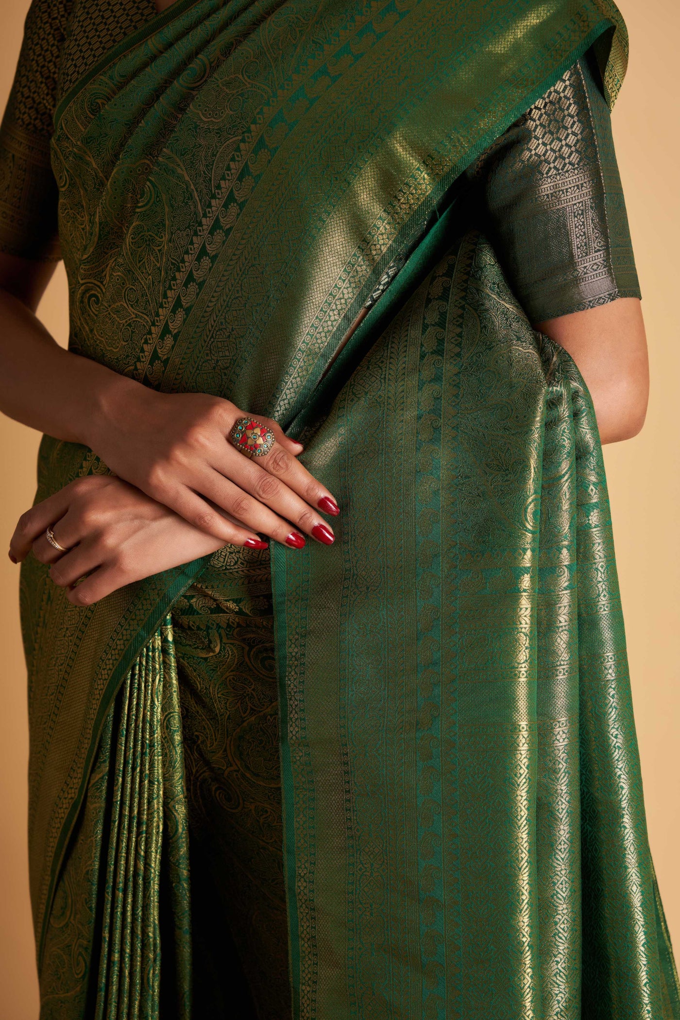 Green Gold Zari Kanjeevaram Saree