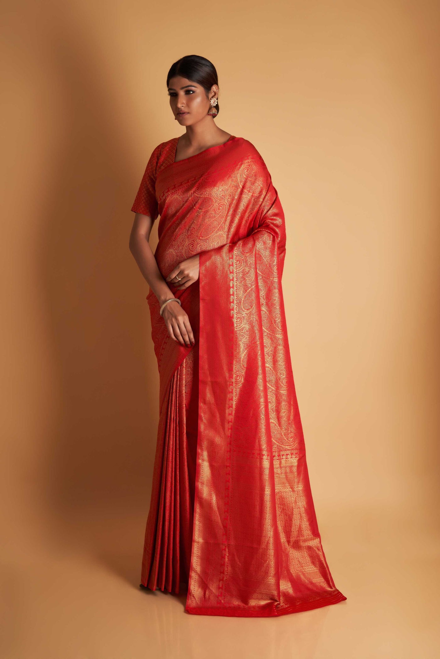 Red Gold Zari Kanjeevaram Saree