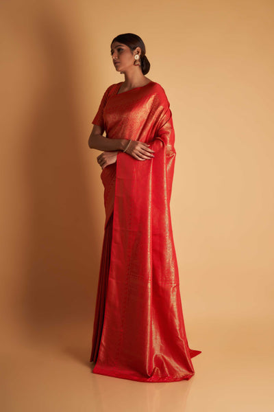 Red Gold Zari Kanjeevaram Saree