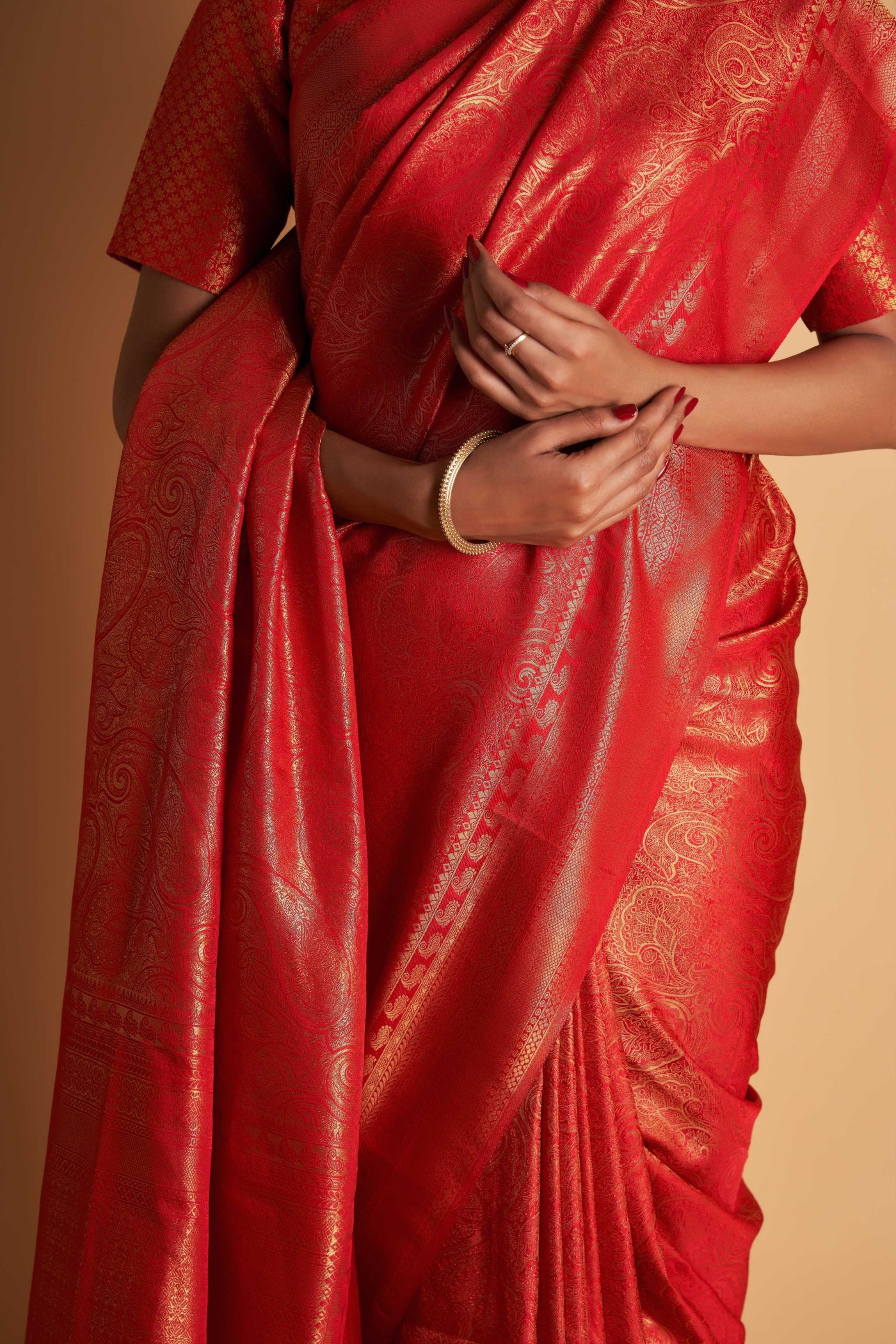 Red Gold Zari Kanjeevaram Saree