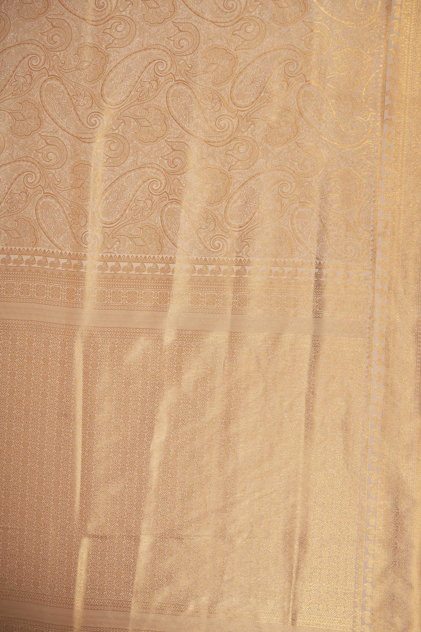 Off-White Gold Zari Kanjeevaram Saree