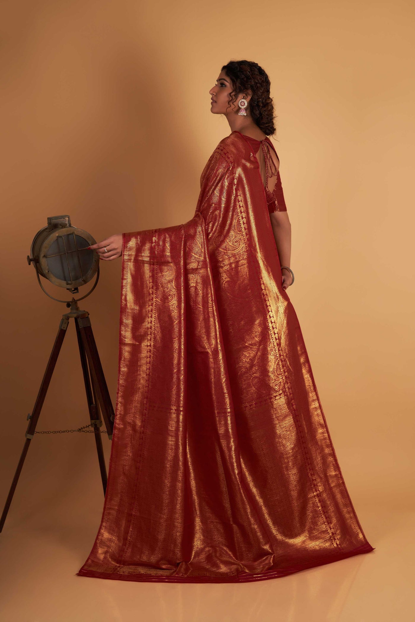Maroon Gold Zari Kanjeevaram Saree