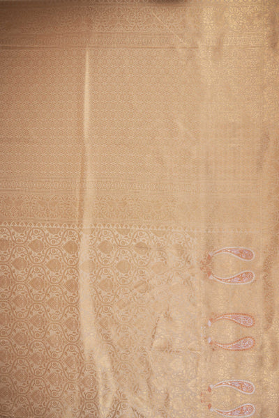 Off-White Gold Copper Silver Zari Kanjeevaram Saree