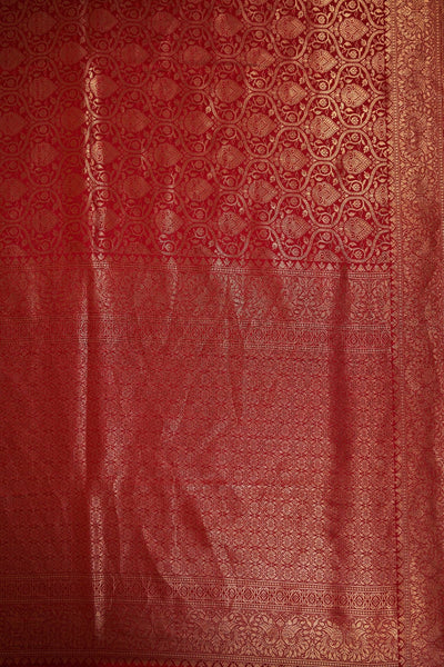 Maroon Gold Copper Silver Zari Kanjeevaram Saree