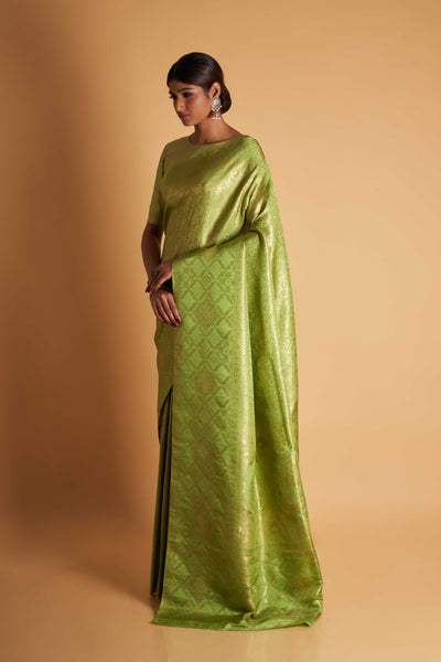 Green Gold Copper Silver Zari Kanjeevaram Saree