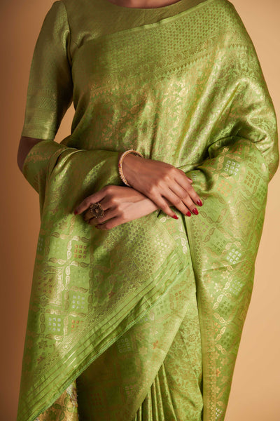 Green Gold Copper Silver Zari Kanjeevaram Saree