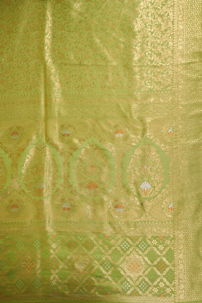 Green Gold Copper Silver Zari Kanjeevaram Saree