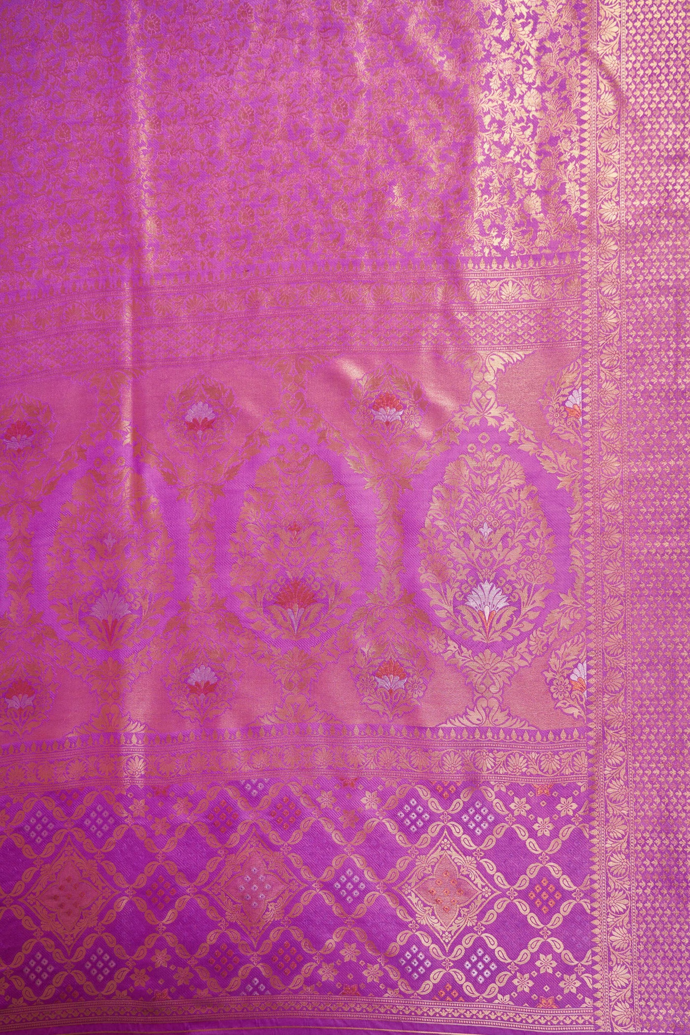 Purple Gold Copper Silver Zari Kanjeevaram Saree